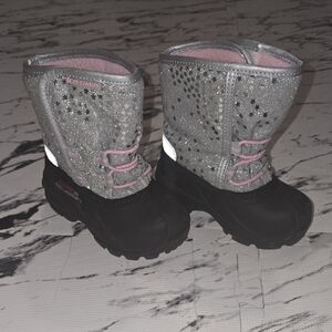 Kids Silver and Black Boots